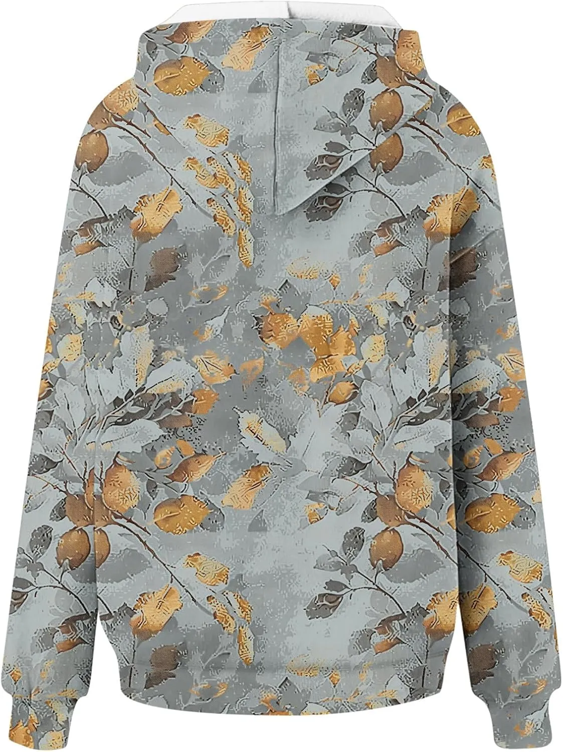 Vintage Camo Sweatshirt Women Maple Leaf Print Winter Fleece Hoodie Casual Long Sleeve Pullover with Kangaroo Pocket