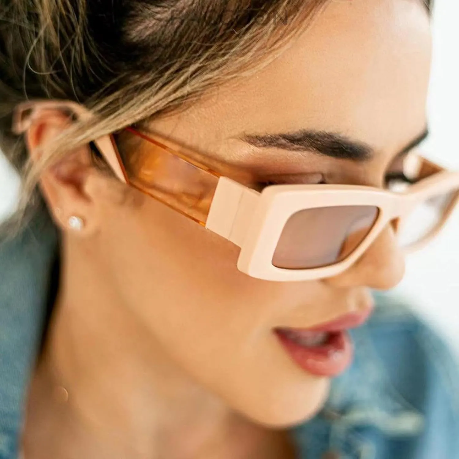 Vintage Small Rectangle Gradient Sunglasses Women Fashion Purple Frame Glasses Female Elegant Shades