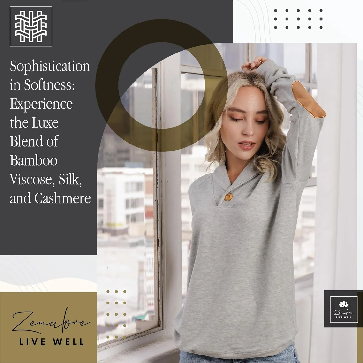 Viscose Shawl Collared Sweaters for Women Dressy Sweatshirts for Women Raglan Elbow Patch Pullover Oversized Sweater