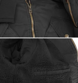 vkwear Men’s Classic Two Tone Cotton Sherpa Lined Zip Up Flight Pilot Bomber Jacket
