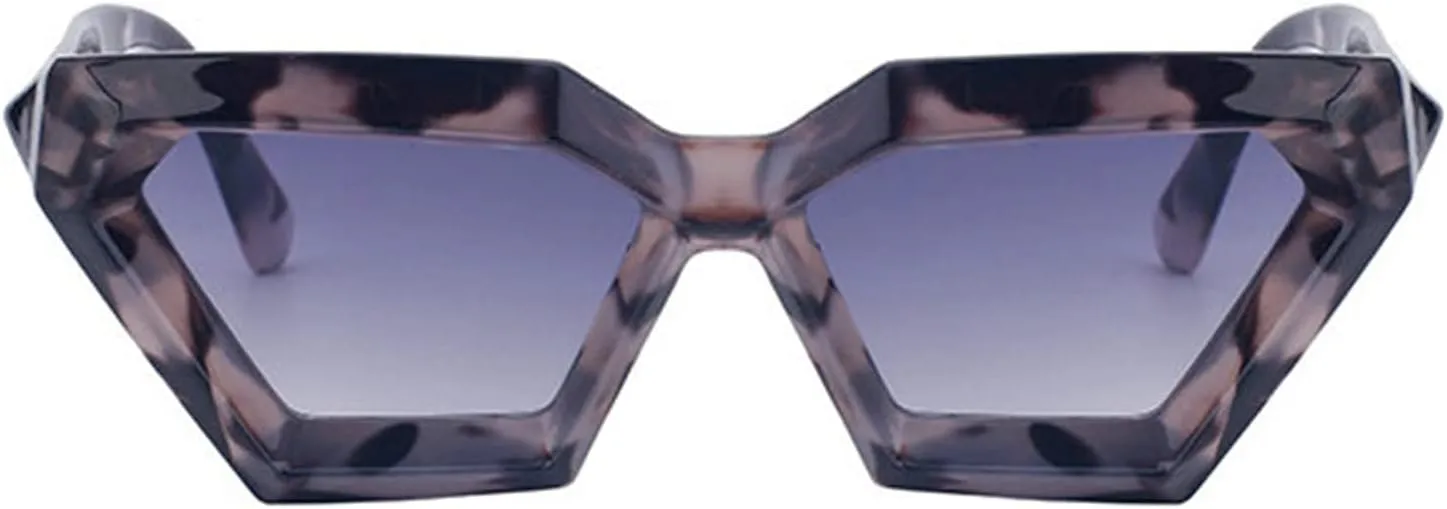 willochra Vintage Polygon Cat Eye Sunglasses Women Fashion Shades UV400 Men Trending Leopard Gradient Sun Glasses