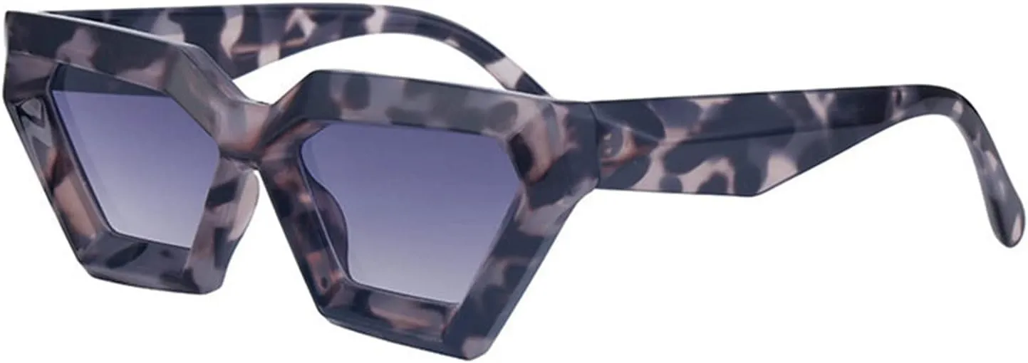 willochra Vintage Polygon Cat Eye Sunglasses Women Fashion Shades UV400 Men Trending Leopard Gradient Sun Glasses