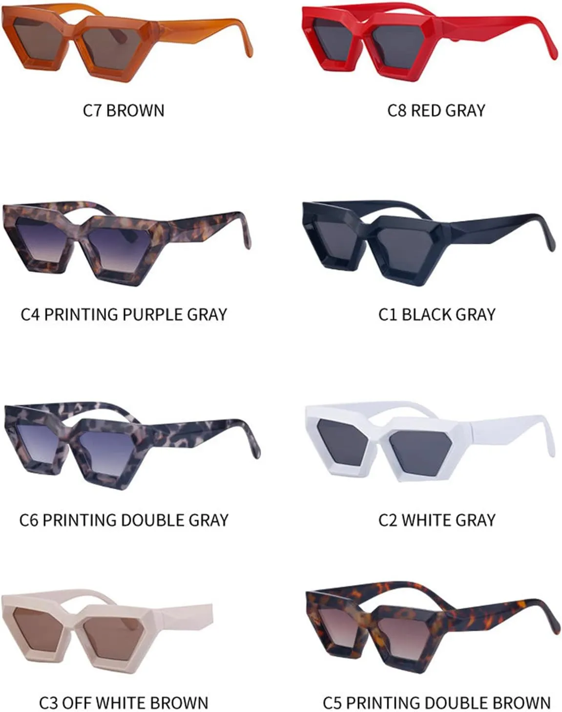 willochra Vintage Polygon Cat Eye Sunglasses Women Fashion Shades UV400 Men Trending Leopard Gradient Sun Glasses