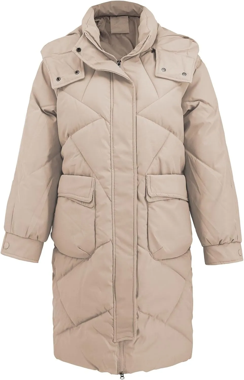 Winter Coats for Women 2024 Hooded Quilted Puffer Jackets Casual Warm Padded Coat Trendy Down Outerwear with Pockets
