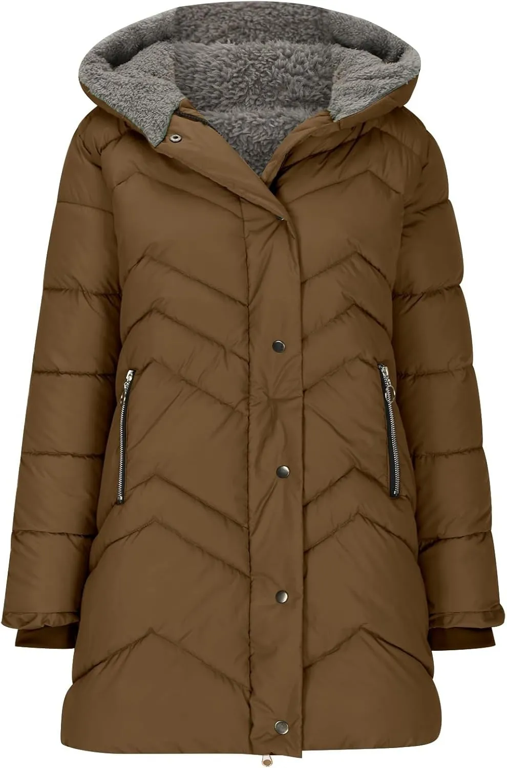 Winter Coats for Women Quilted Puffer Jackets Thicken Warm Jacket Sherpa Fleece Down Coat Zip Up Hooded Outerwear