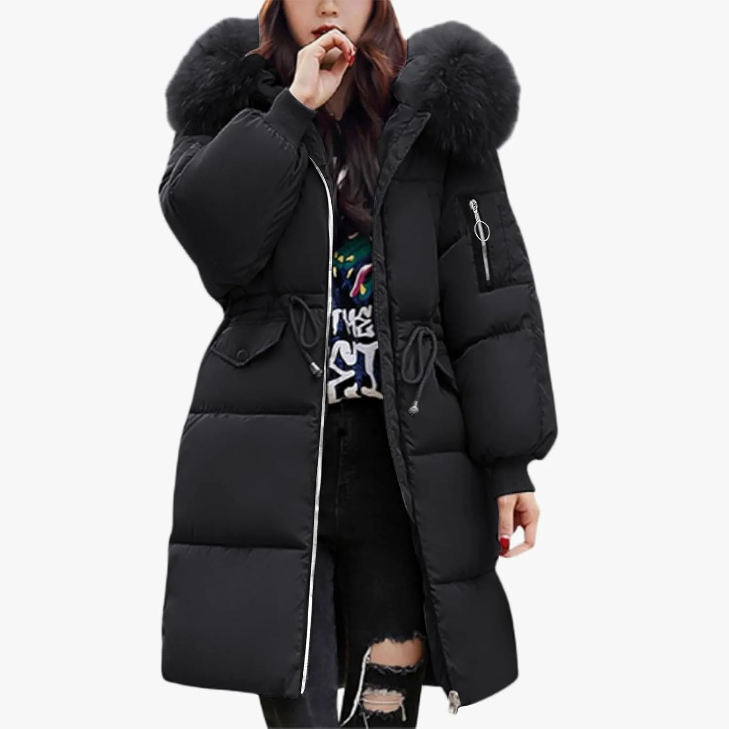 Winter Coats for Women Warm Parka Jackets Long Quilted Puffer Jacket Waterproof Jackets Long down jacket thickened hoodie