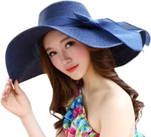 Women Big Brim Straw Hat Sun Floppy Wide Brim Hats New Bowknot Breathable Vintage Fashion Folding Beach caps Gym Clothing