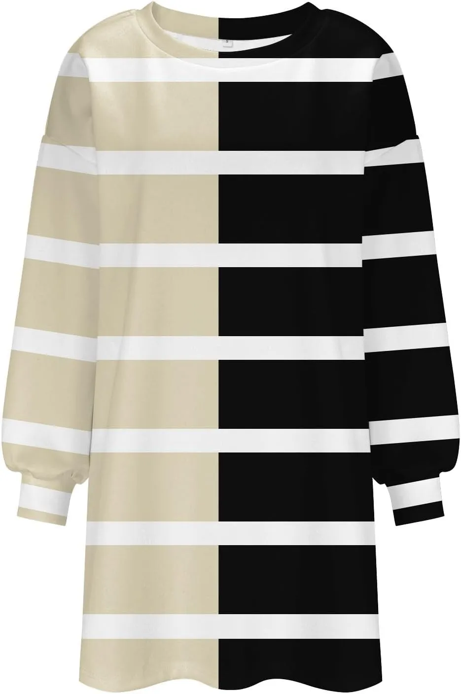 Women Oversized Striped Crewneck Sweatshirt Women's Large Round Neck Sports Oversize Lantern Sleeve Pullover