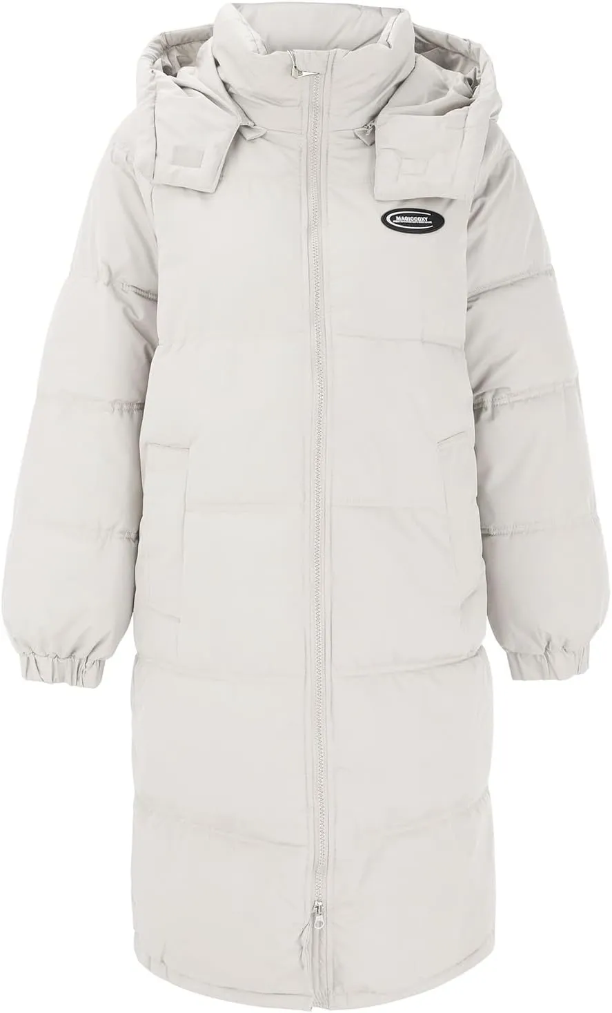 Women Puffer Jacket Cotton Clothes Solid Color Length Loose Jacket Hooded Windproof Comfortable Warm Down Cotton