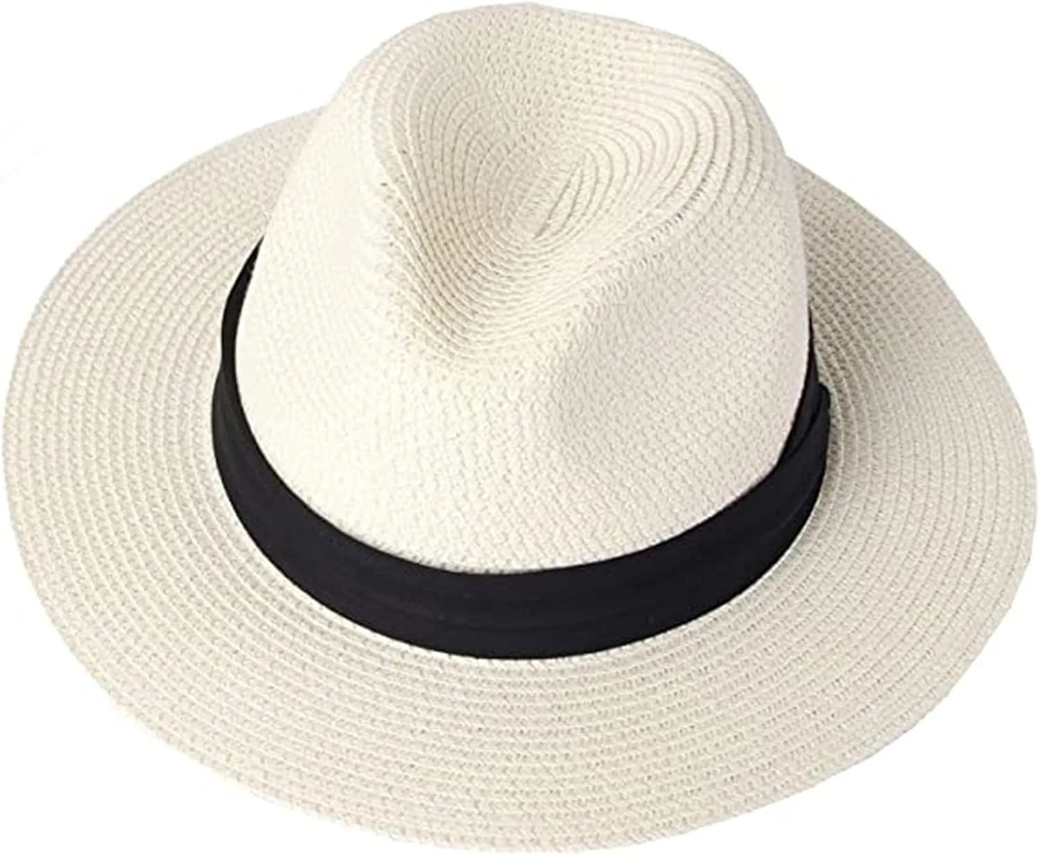 Women Wide Brim Straw Panama Roll up Hat Fedora Beach Sun Hat UPF50 , Adjustable Panama Hats for Women or Men