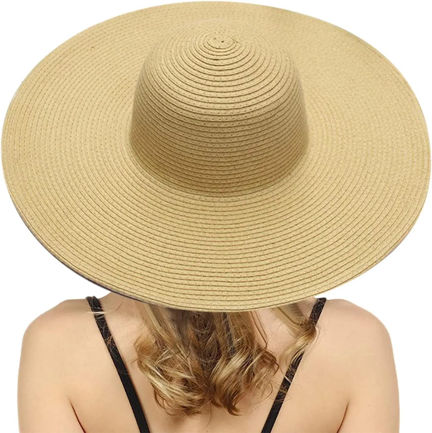 Women Wide Brim Sun Hat Straw Summer Hat Big Floppy Foldable Roll up Cap Beach Sun Hat UPF 50 