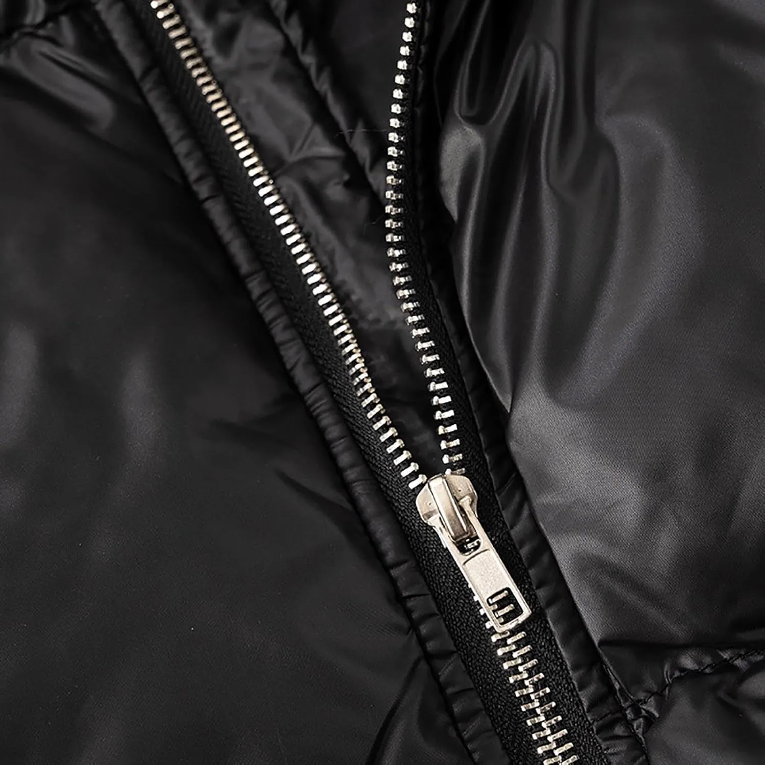 Womens Cropped Puffer Jackets Winter Snap Neck Long Sleeve Short Down Coat Zip Up Padding Warm Quilted Crop Outerwear