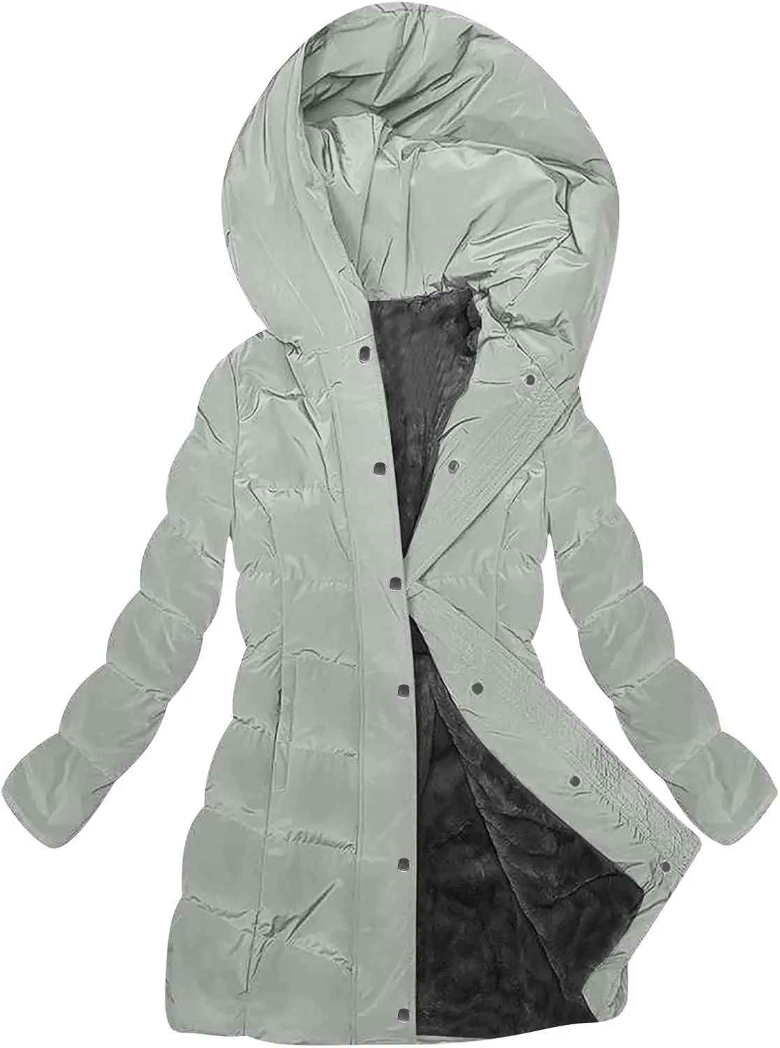 Women's Down Jacket Winter Puffer Jackets Sherpa Fleece Lined Warm Coats Lightweight Hood Outerwear with Pockets