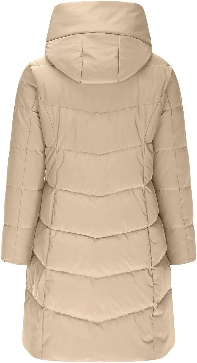 Women's Down Jacket Winter Puffer Jackets Sherpa Fleece Lined Warm Coats Lightweight Hood Outerwear with Pockets