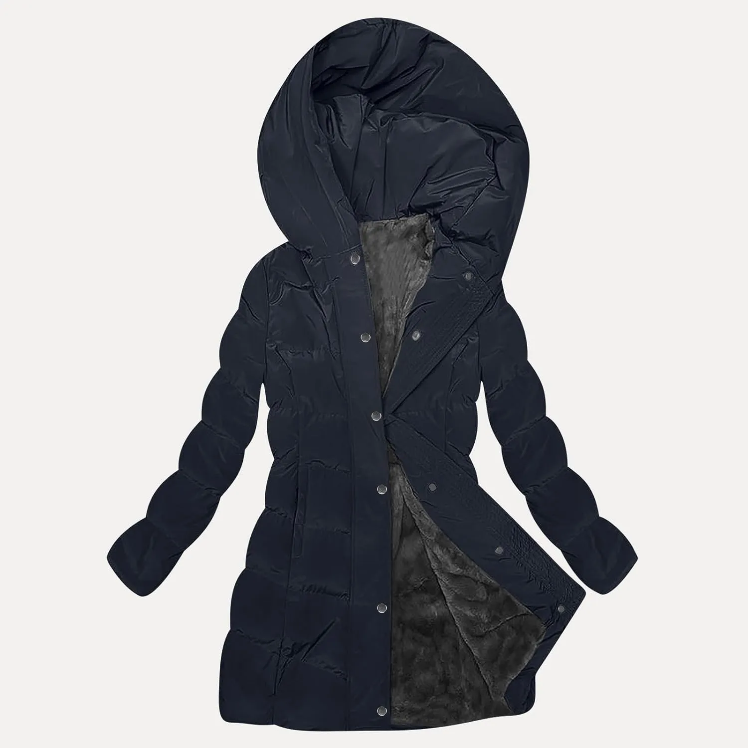 Women's Down Jacket Winter Puffer Jackets Sherpa Fleece Lined Warm Coats Lightweight Hood Outerwear with Pockets