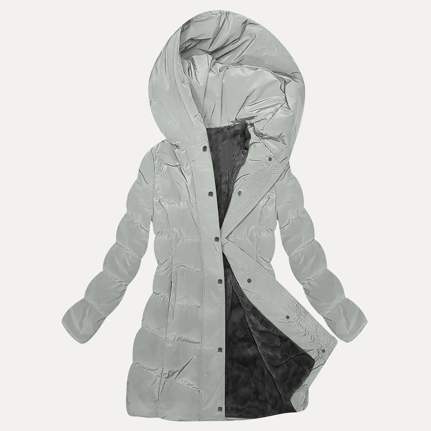 Women's Down Jacket Winter Puffer Jackets Sherpa Fleece Lined Warm Coats Lightweight Hood Outerwear with Pockets