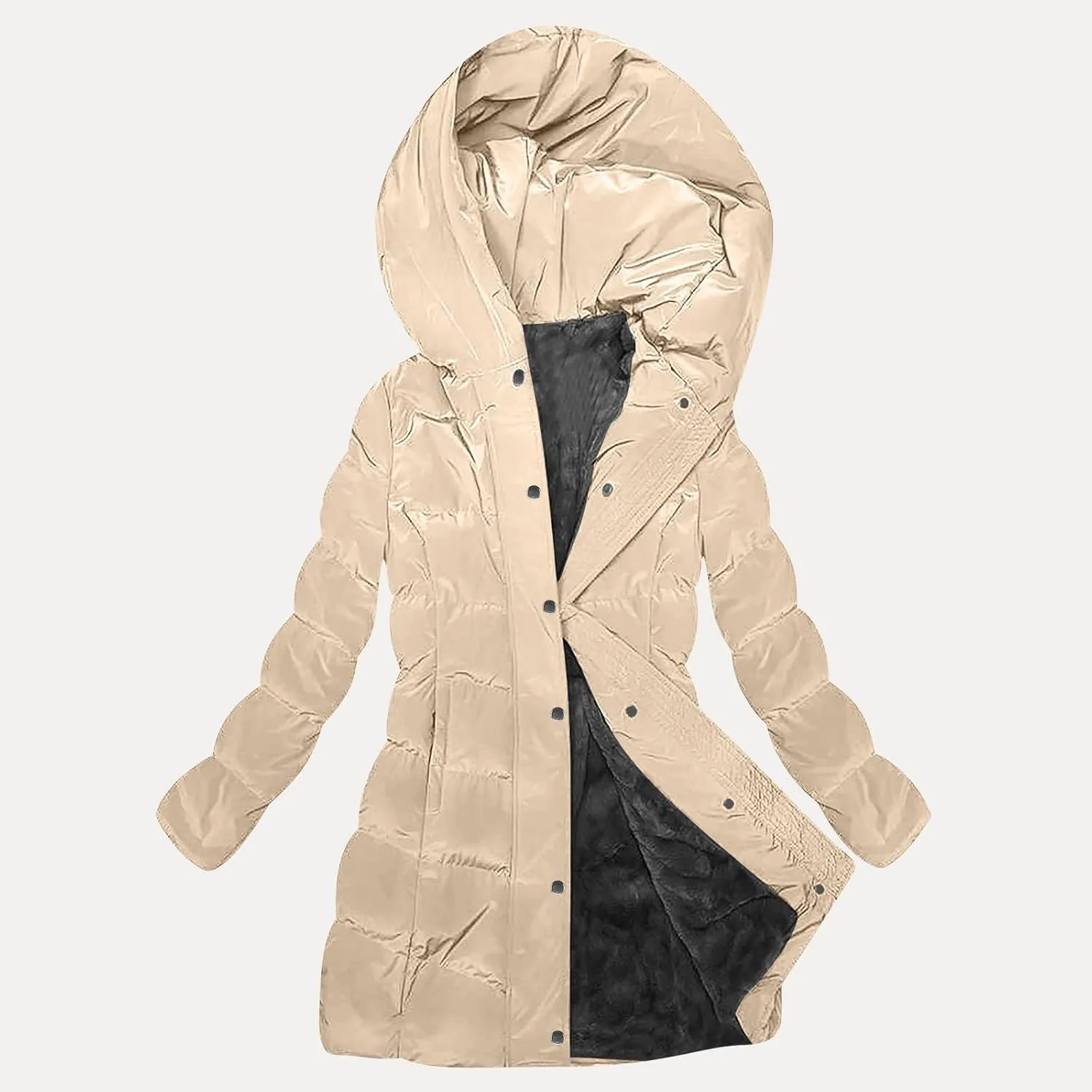Women's Down Jacket Winter Puffer Jackets Sherpa Fleece Lined Warm Coats Lightweight Hood Outerwear with Pockets