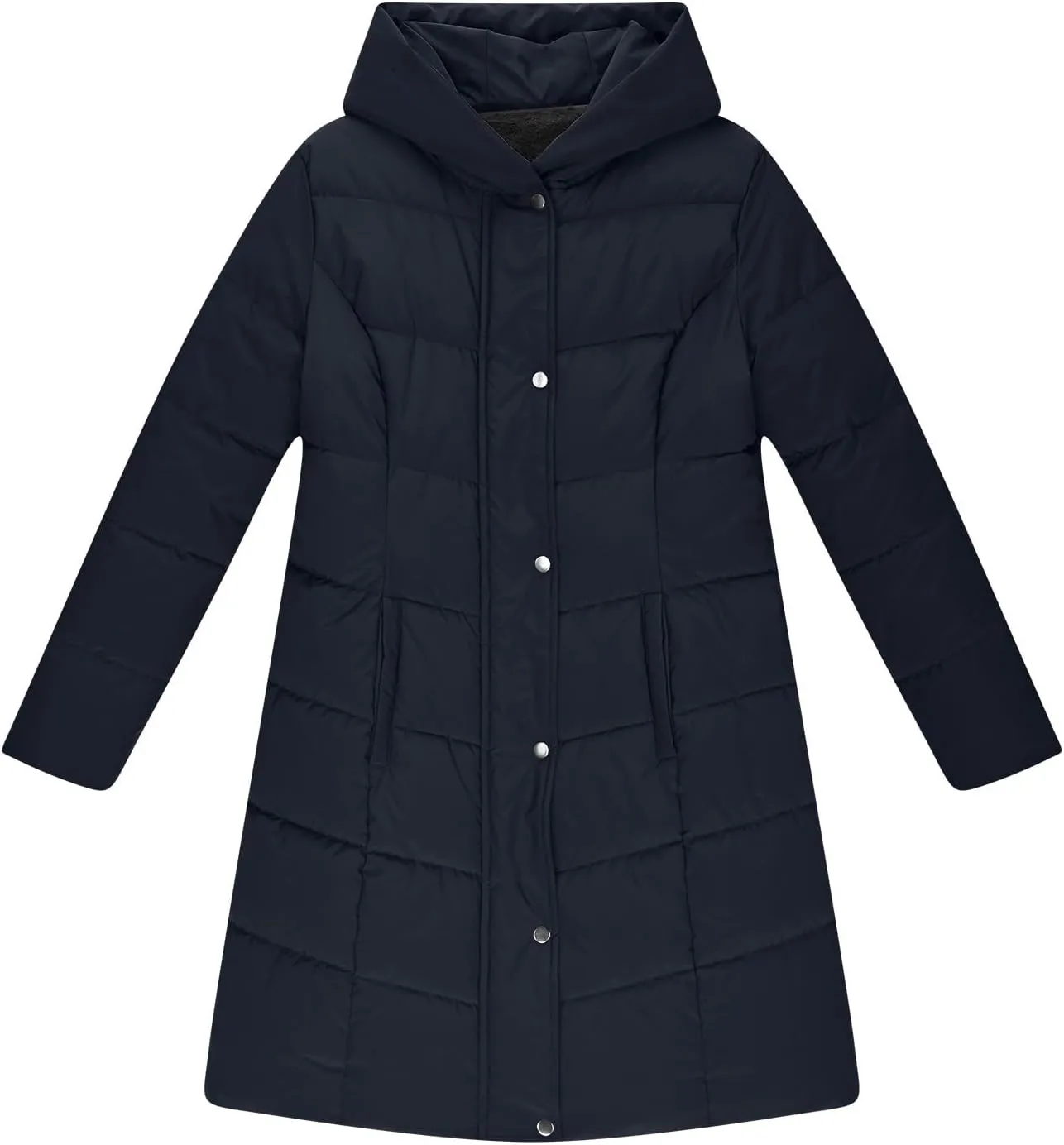 Women's Down Jacket Winter Puffer Jackets Sherpa Fleece Lined Warm Coats Lightweight Hood Outerwear with Pockets