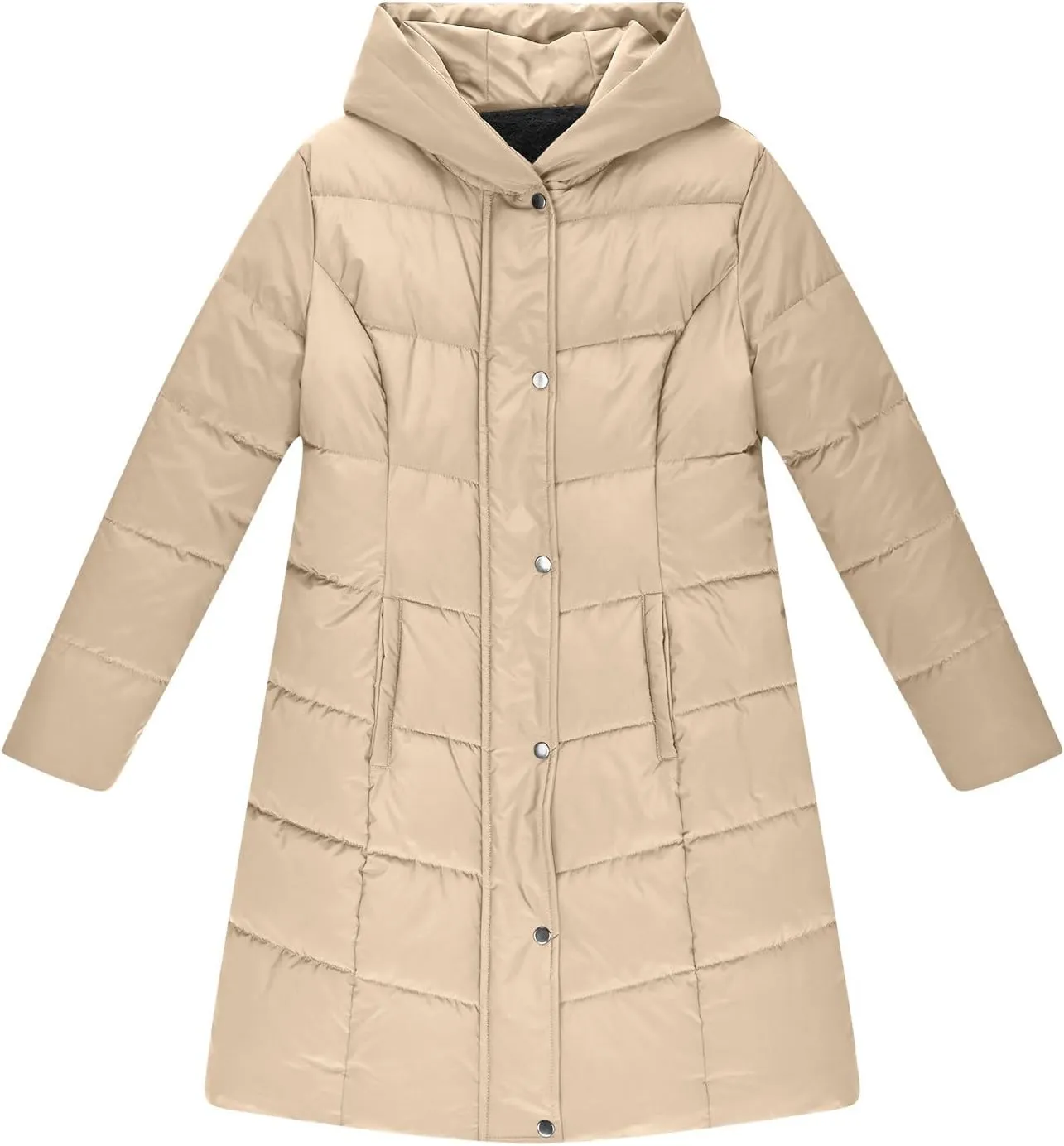 Women's Down Jacket Winter Puffer Jackets Sherpa Fleece Lined Warm Coats Lightweight Hood Outerwear with Pockets