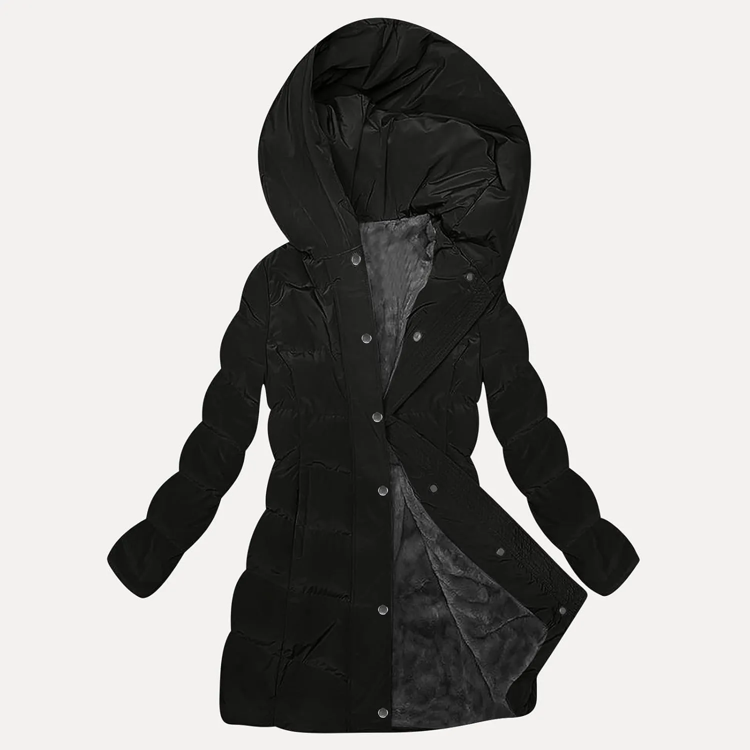 Women's Down Jacket Winter Puffer Jackets Sherpa Fleece Lined Warm Coats Lightweight Hood Outerwear with Pockets