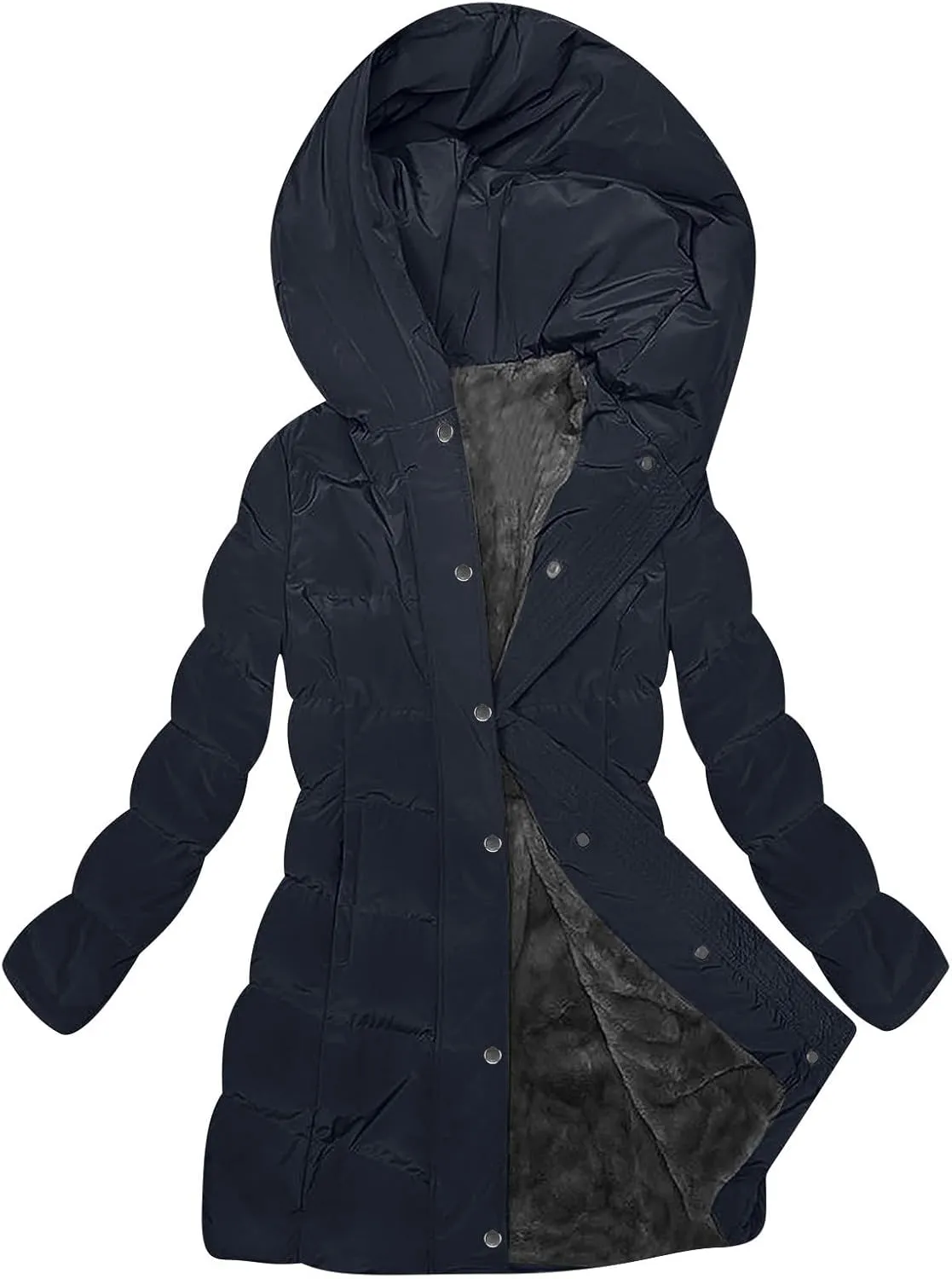 Women's Down Jacket Winter Puffer Jackets Sherpa Fleece Lined Warm Coats Lightweight Hood Outerwear with Pockets