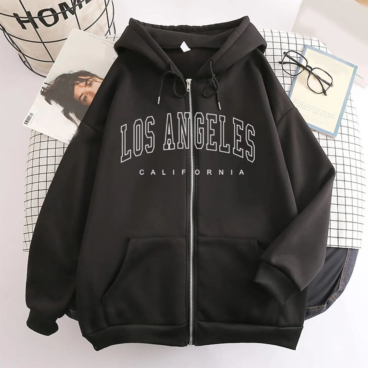 Womens Graphic Hoodies Zip Up Comfortable Lightweight Soft Pullover Long Sleeve Plus Size Slogan Letter Print Sweatshirt