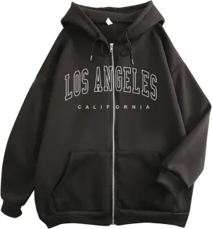 Womens Graphic Hoodies Zip Up Comfortable Lightweight Soft Pullover Long Sleeve Plus Size Slogan Letter Print Sweatshirt