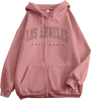 Womens Graphic Hoodies Zip Up Comfortable Lightweight Soft Pullover Long Sleeve Plus Size Slogan Letter Print Sweatshirt