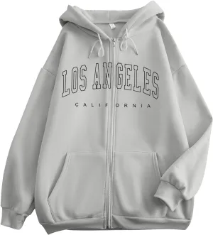 Womens Graphic Hoodies Zip Up Comfortable Lightweight Soft Pullover Long Sleeve Plus Size Slogan Letter Print Sweatshirt