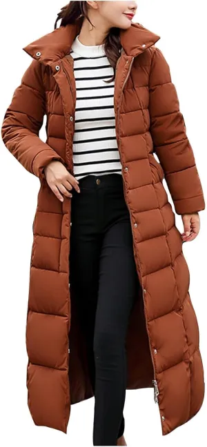 Women's Hooded Puffer Down Coat Long Winter Jacket with Hood Quilted Jacket Ladies Coats Womens Winter