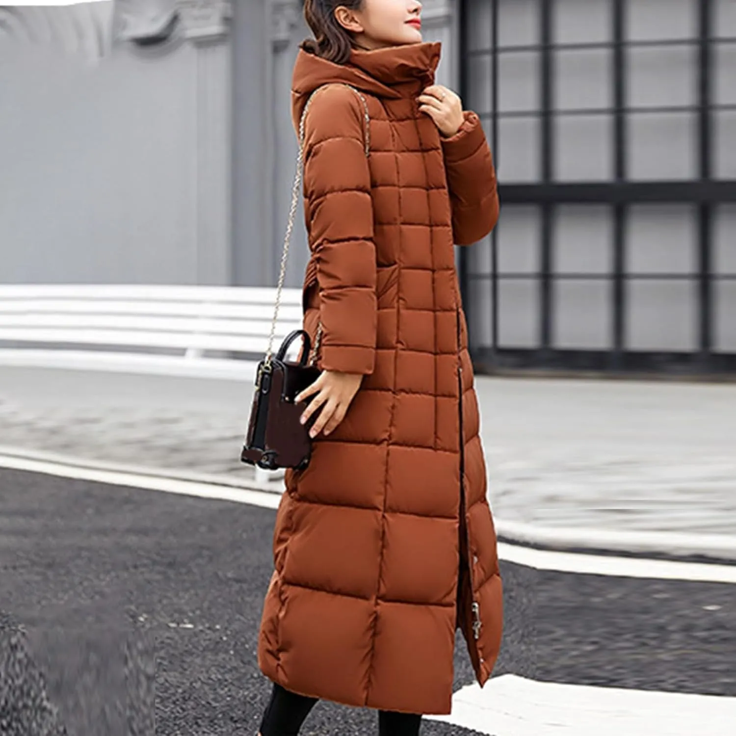 Women's Hooded Puffer Down Coat Long Winter Jacket with Hood Quilted Jacket Ladies Coats Womens Winter