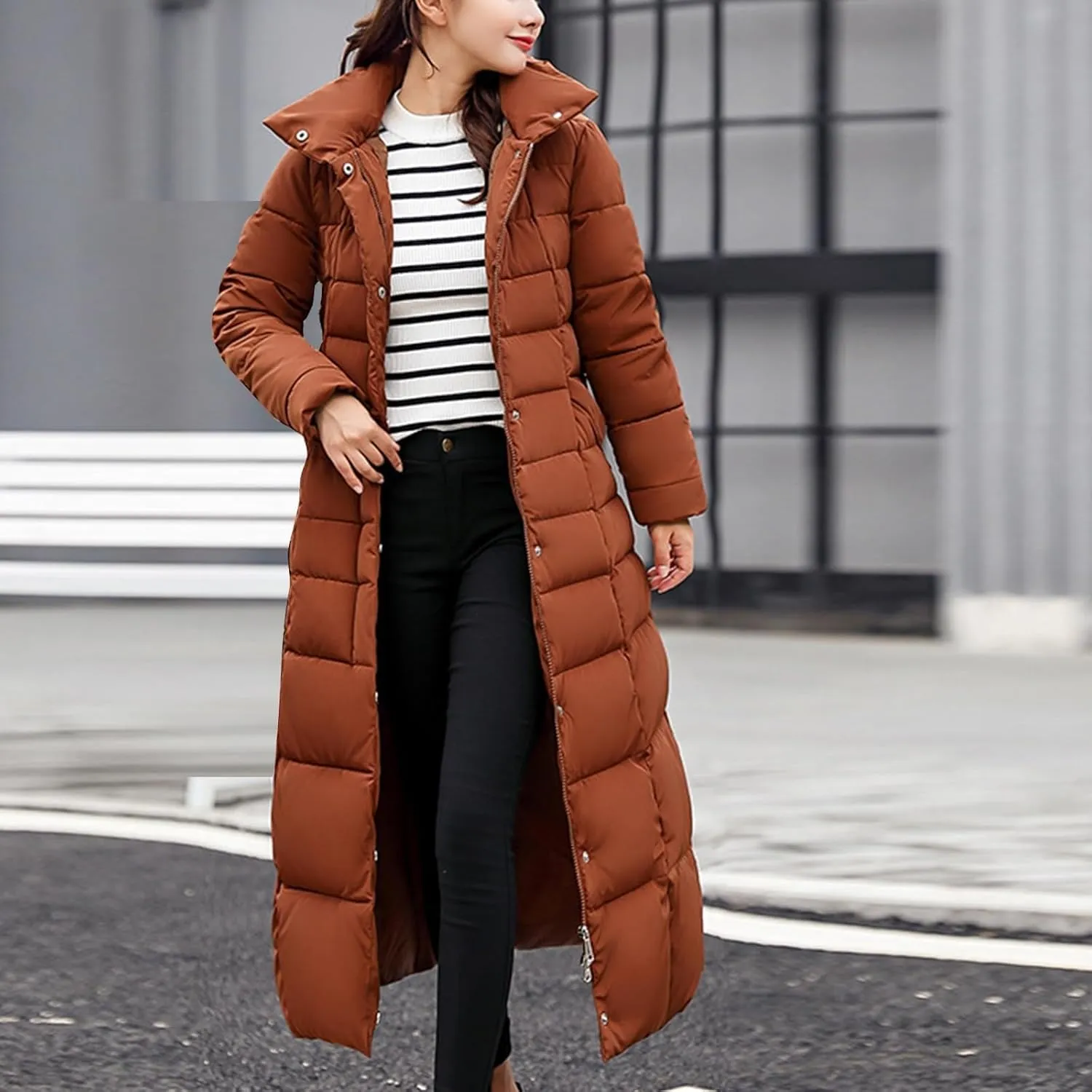 Women's Hooded Puffer Down Coat Long Winter Jacket with Hood Quilted Jacket Ladies Coats Womens Winter