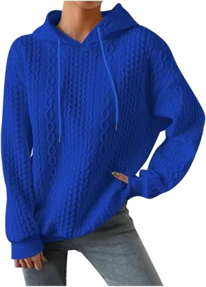 Womens Hoodies Fall Winter Waffle Knit Drawstring Casual Sweatshirts Fashion Sweaters Pullover