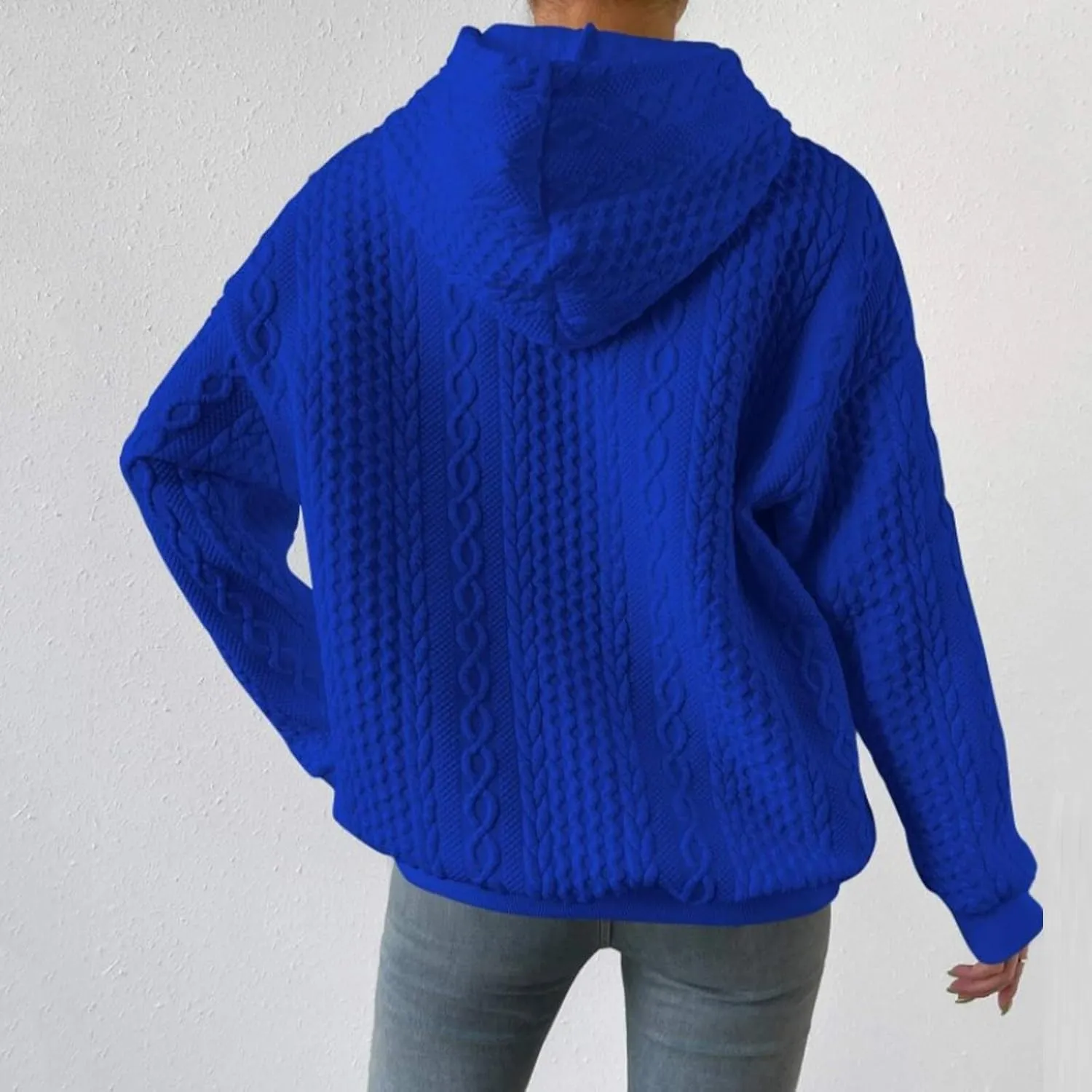 Womens Hoodies Fall Winter Waffle Knit Drawstring Casual Sweatshirts Fashion Sweaters Pullover