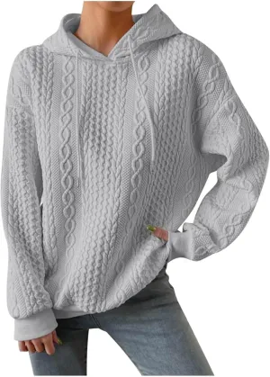 Womens Hoodies Fall Winter Waffle Knit Drawstring Casual Sweatshirts Fashion Sweaters Pullover