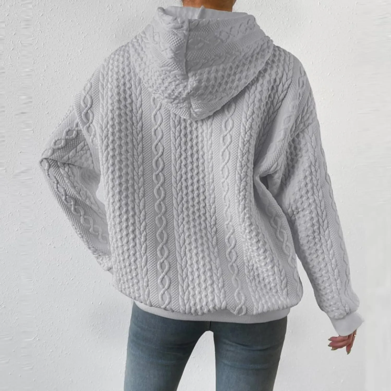 Womens Hoodies Fall Winter Waffle Knit Drawstring Casual Sweatshirts Fashion Sweaters Pullover