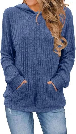 Womens Hoodies Pullover Fashion Sweaters Loose Lightweight Long Sleeve Tops Casual Sweatshirt with Kangaroo Pocket