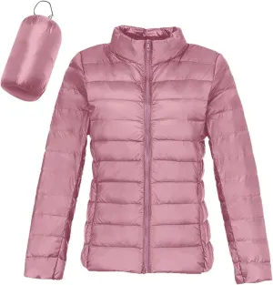 Womens Lightweight Packable Down Jacket Winter Hoodless Windproof Coat with Recycled Insulation Outdoor Quilted Coat