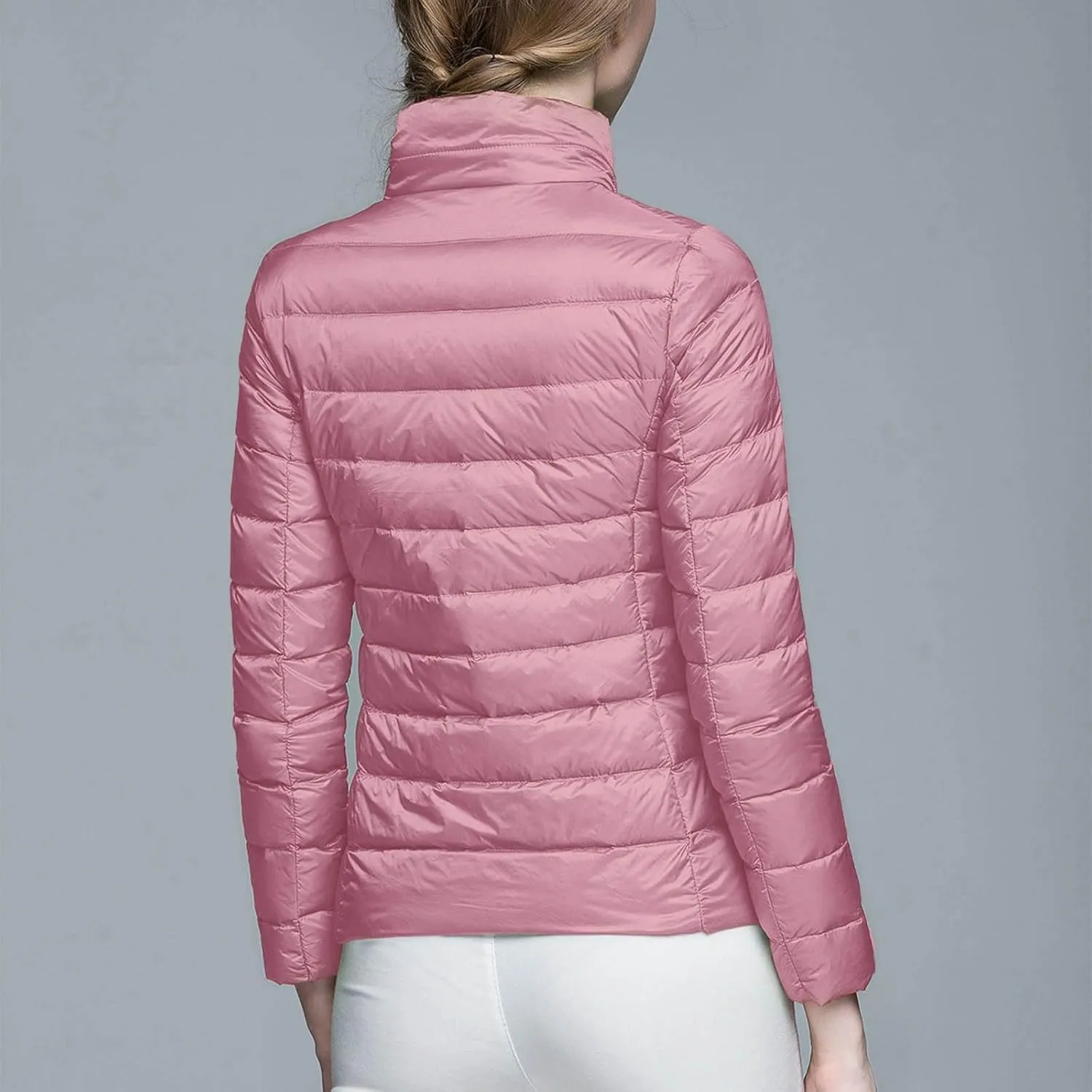 Womens Lightweight Packable Down Jacket Winter Hoodless Windproof Coat with Recycled Insulation Outdoor Quilted Coat