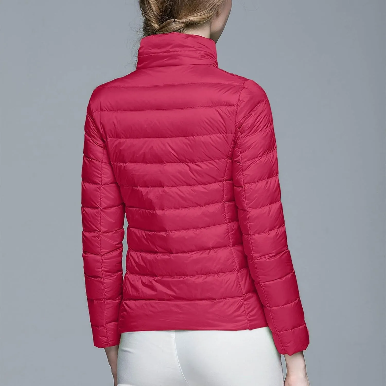 Womens Lightweight Packable Down Jacket Winter Hoodless Windproof Coat with Recycled Insulation Outdoor Quilted Coat