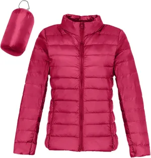 Womens Lightweight Packable Down Jacket Winter Hoodless Windproof Coat with Recycled Insulation Outdoor Quilted Coat