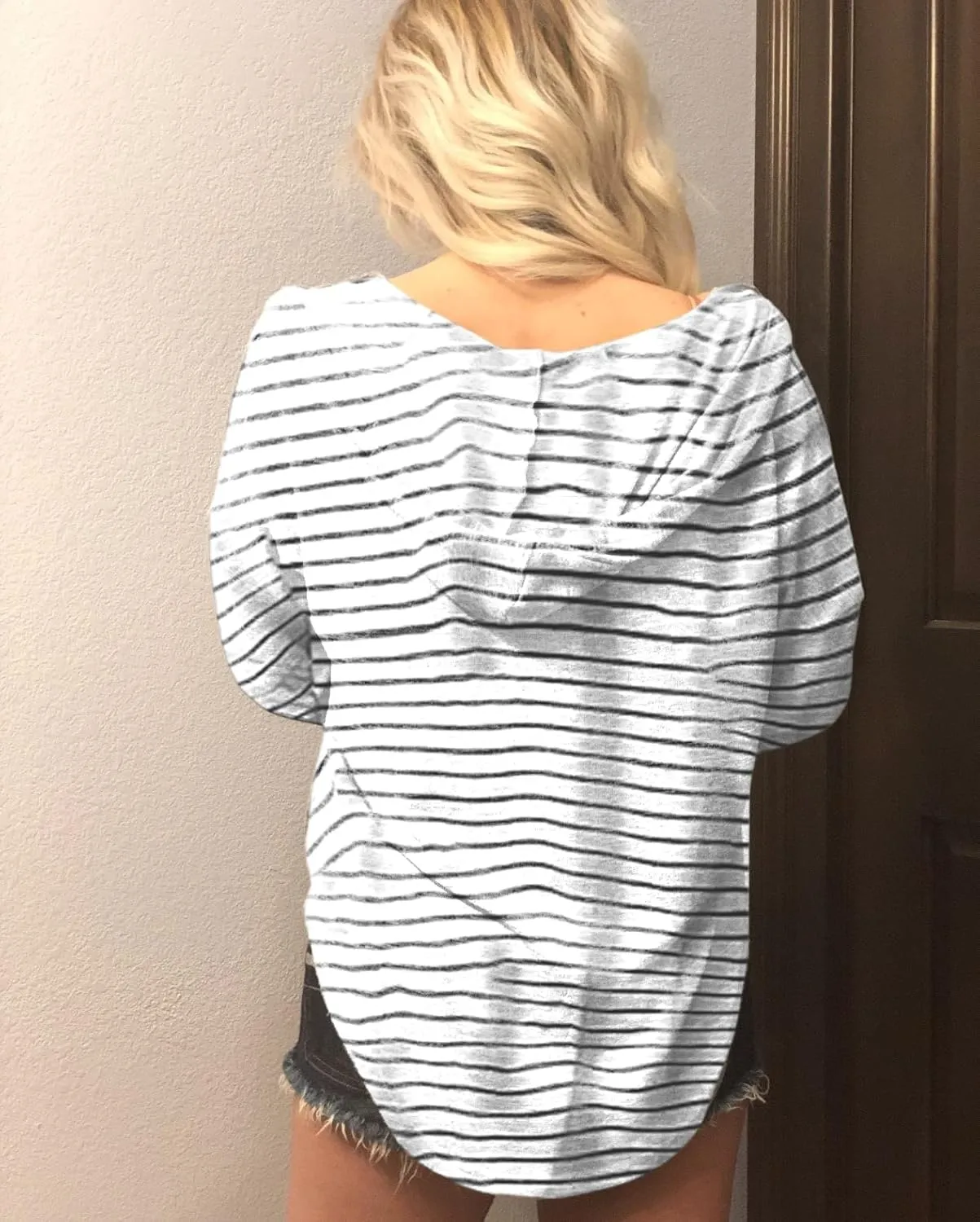 Womens Long Sleeve V Neck Hoodie Sweatshirts Lightweight Pullover Tops