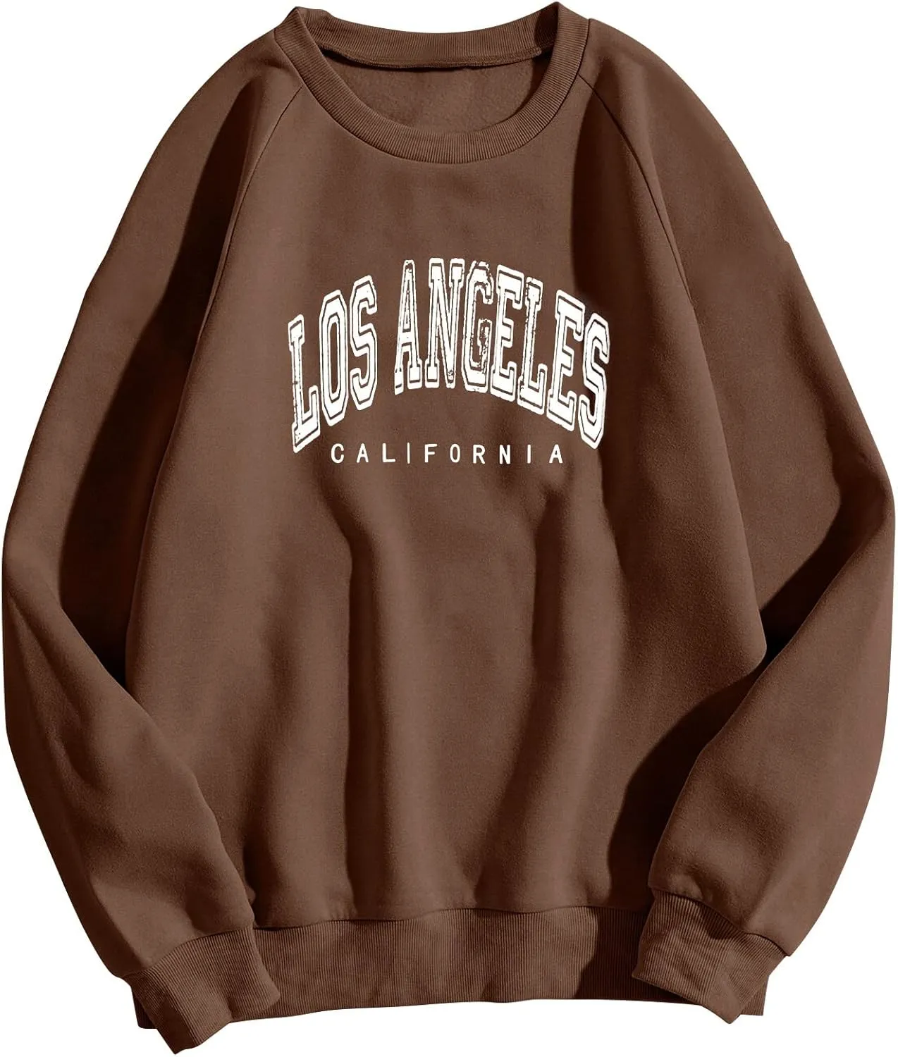Women's Los Angeles Print Sweatshirts Letter Solid Color Crew Neck Women's Sweatshirts California Round Neck Clothes