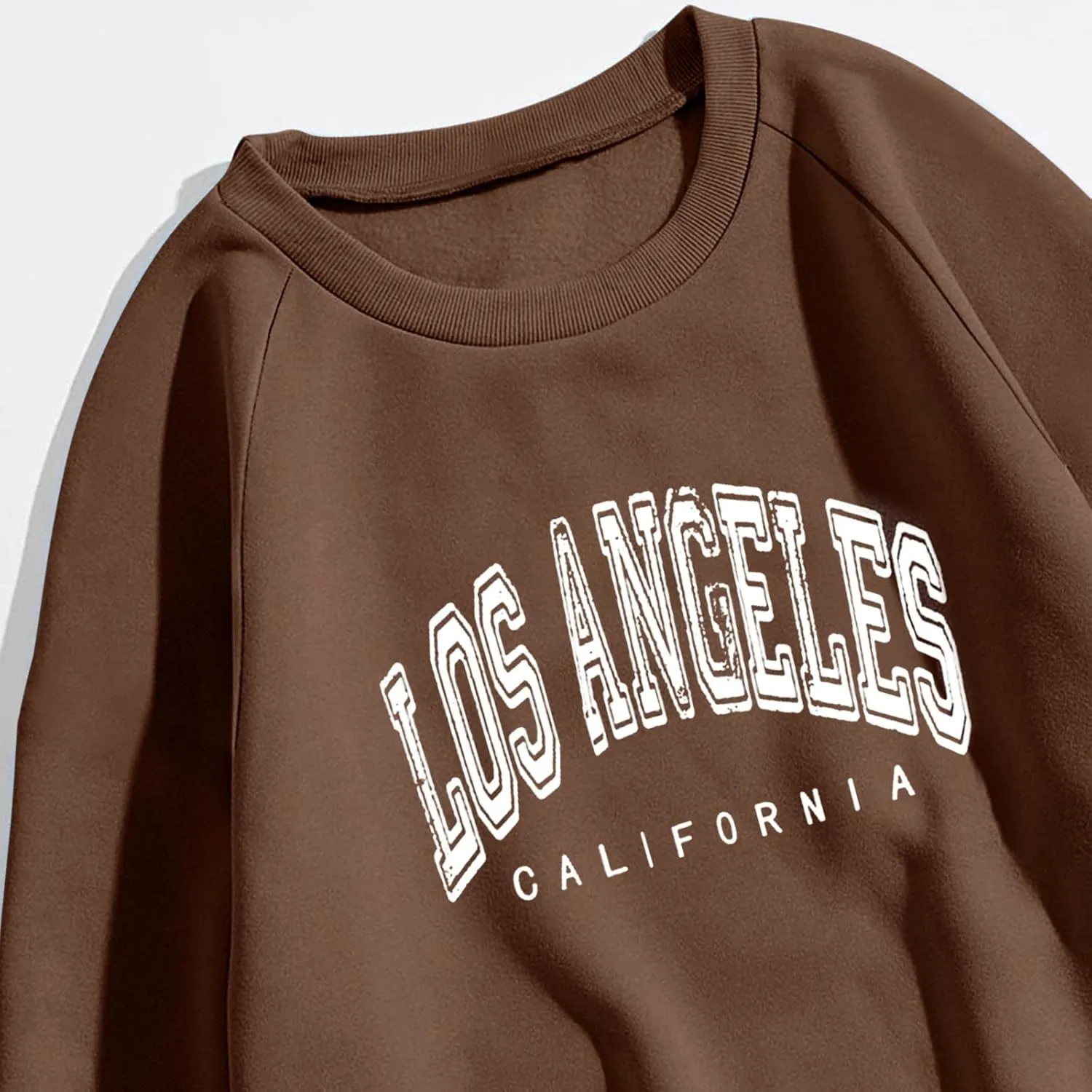 Women's Los Angeles Print Sweatshirts Letter Solid Color Crew Neck Women's Sweatshirts California Round Neck Clothes