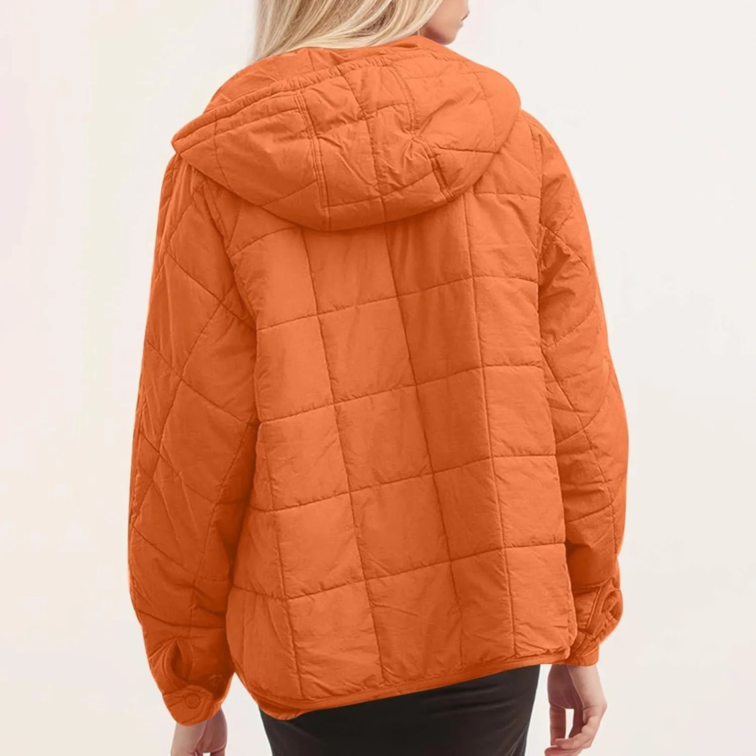 Womens Oversized Puffer Jacket Lightweight Quilted Jackets Dolman Hoodies Pullover Long Sleeve Warm Winter Coat