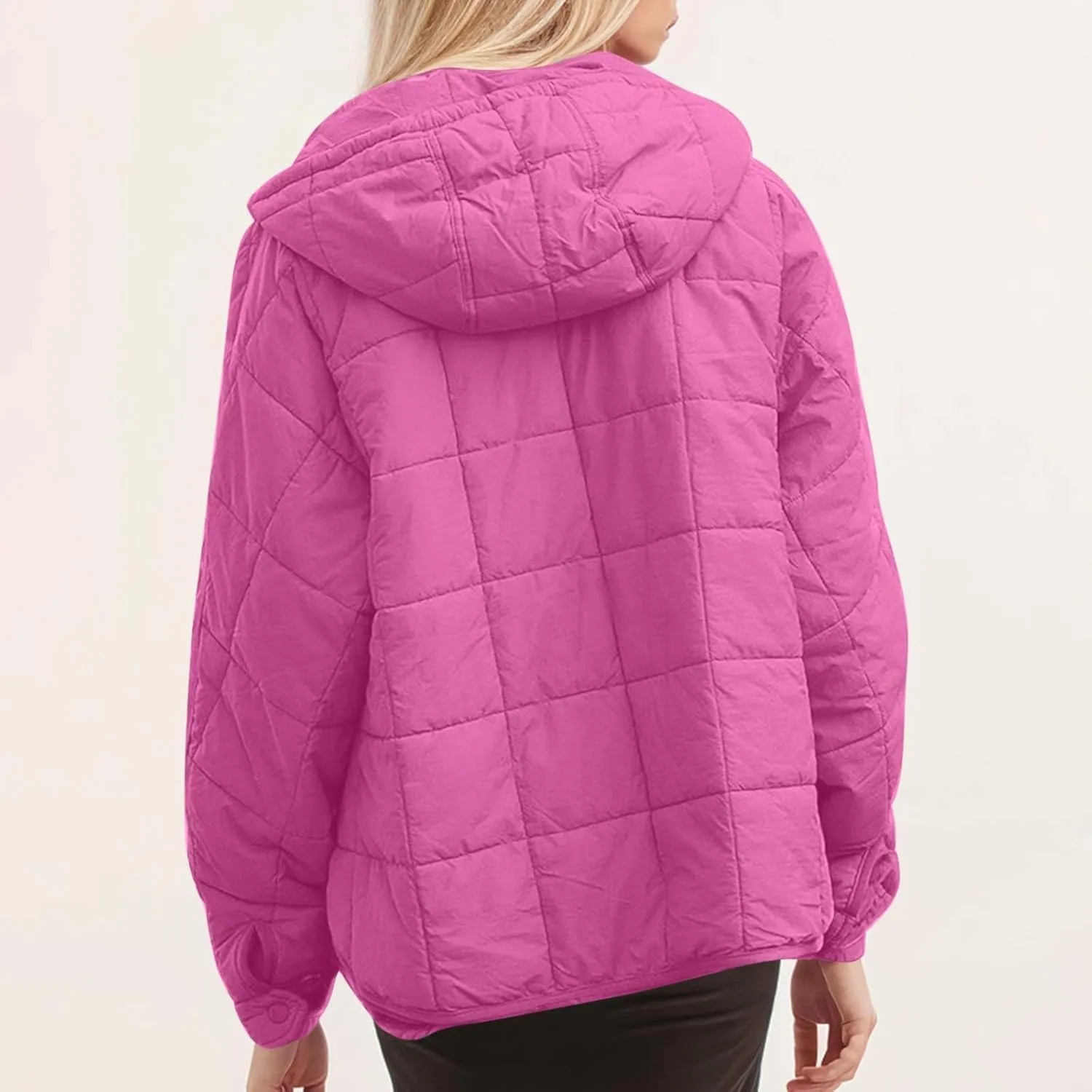 Womens Oversized Puffer Jacket Lightweight Quilted Jackets Dolman Hoodies Pullover Long Sleeve Warm Winter Coat