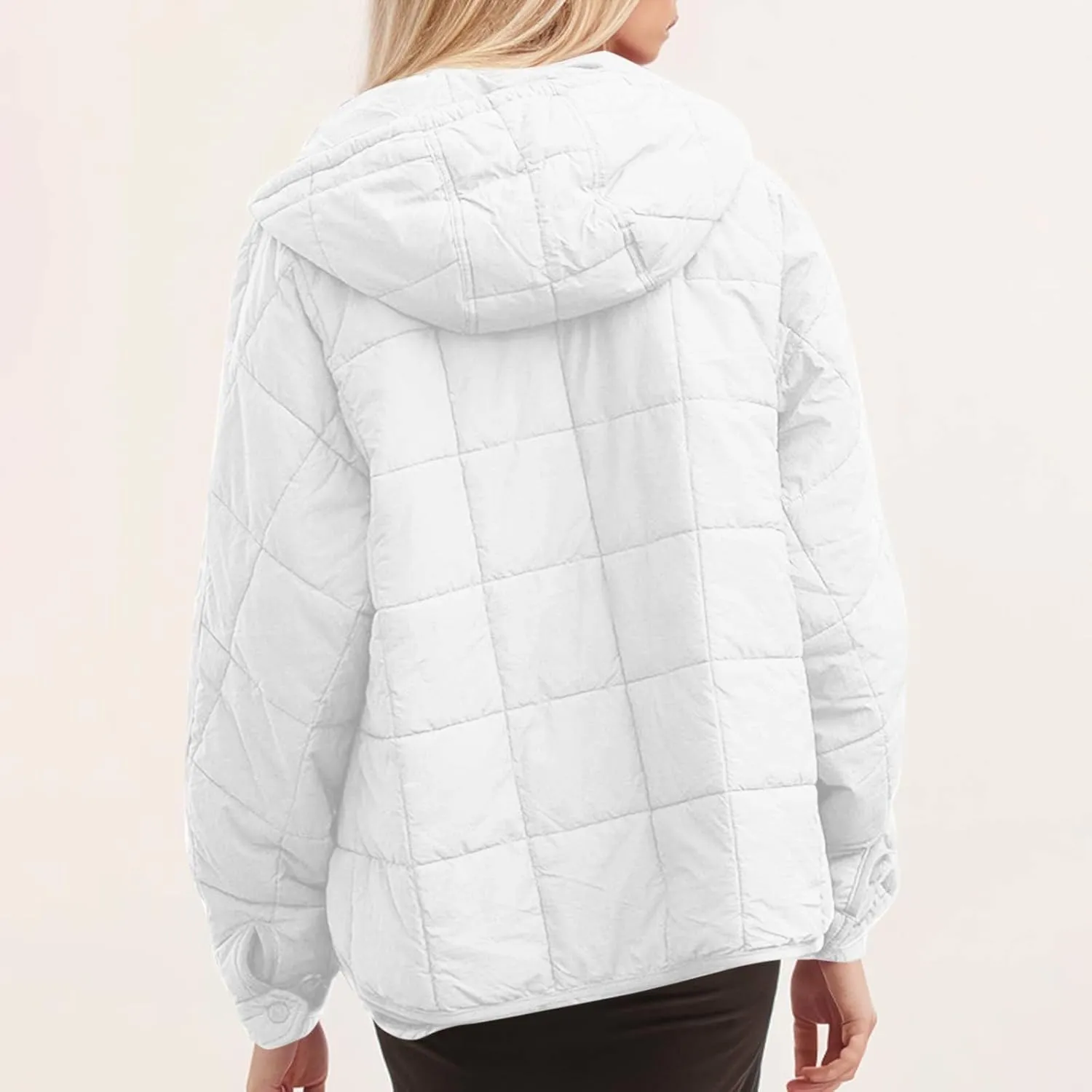 Womens Oversized Puffer Jacket Lightweight Quilted Jackets Dolman Hoodies Pullover Long Sleeve Warm Winter Coat