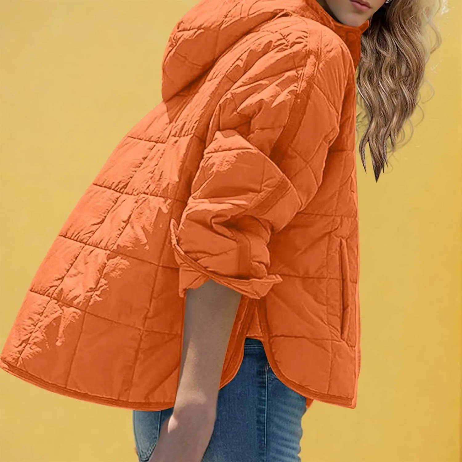 Womens Oversized Puffer Jacket Lightweight Quilted Jackets Dolman Hoodies Pullover Long Sleeve Warm Winter Coat