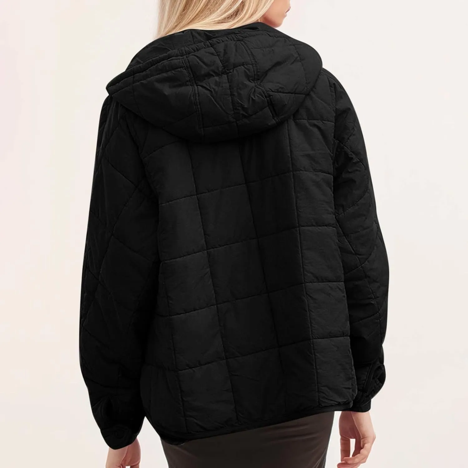 Womens Oversized Puffer Jacket Lightweight Quilted Jackets Dolman Hoodies Pullover Long Sleeve Warm Winter Coat