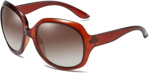 Womens Polarized Sunglasses Trendy Large Round Anti Glare Driving Sun Glasses Ladies Cute Big Frame Shades